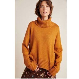 Anthropologie Blair Wool-blend Cozy Mustard Yellow Fall Turtleneck Sweater XL